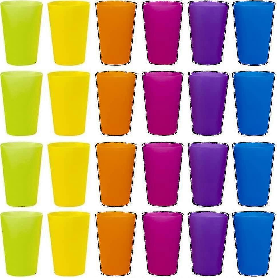 Reusable Plastic Cups, 24pcs, 6 Colors, for Kids, Camping