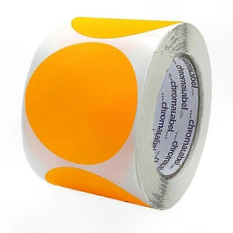2 Inch Round Label, Fluorescent Orange, Permanent Color Coded Dot Stickers, 500 Labels Per Roll