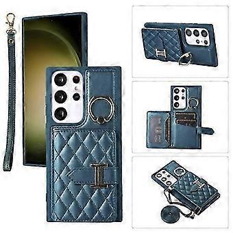 For Samsung Galaxy S23 Ultra 5G Horizontal Card Bag Ring Holder Phone Case with
