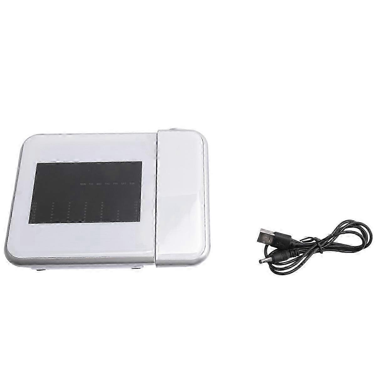 LED Digital Projection Alarm Clock with Temperature Thermometer, Date Display, Projector Calendar and Time Function for Home Use