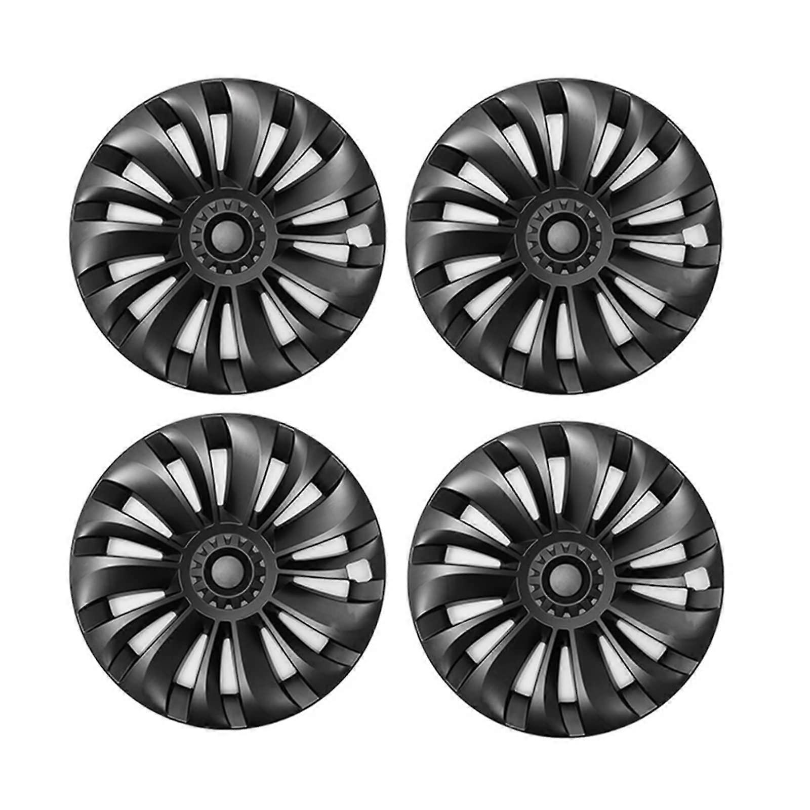 19 Inch Wheel Cap Car Spare Parts Compatible with Tesla Model Y – 4 Pieces Matte Black Full Coverage Accessory