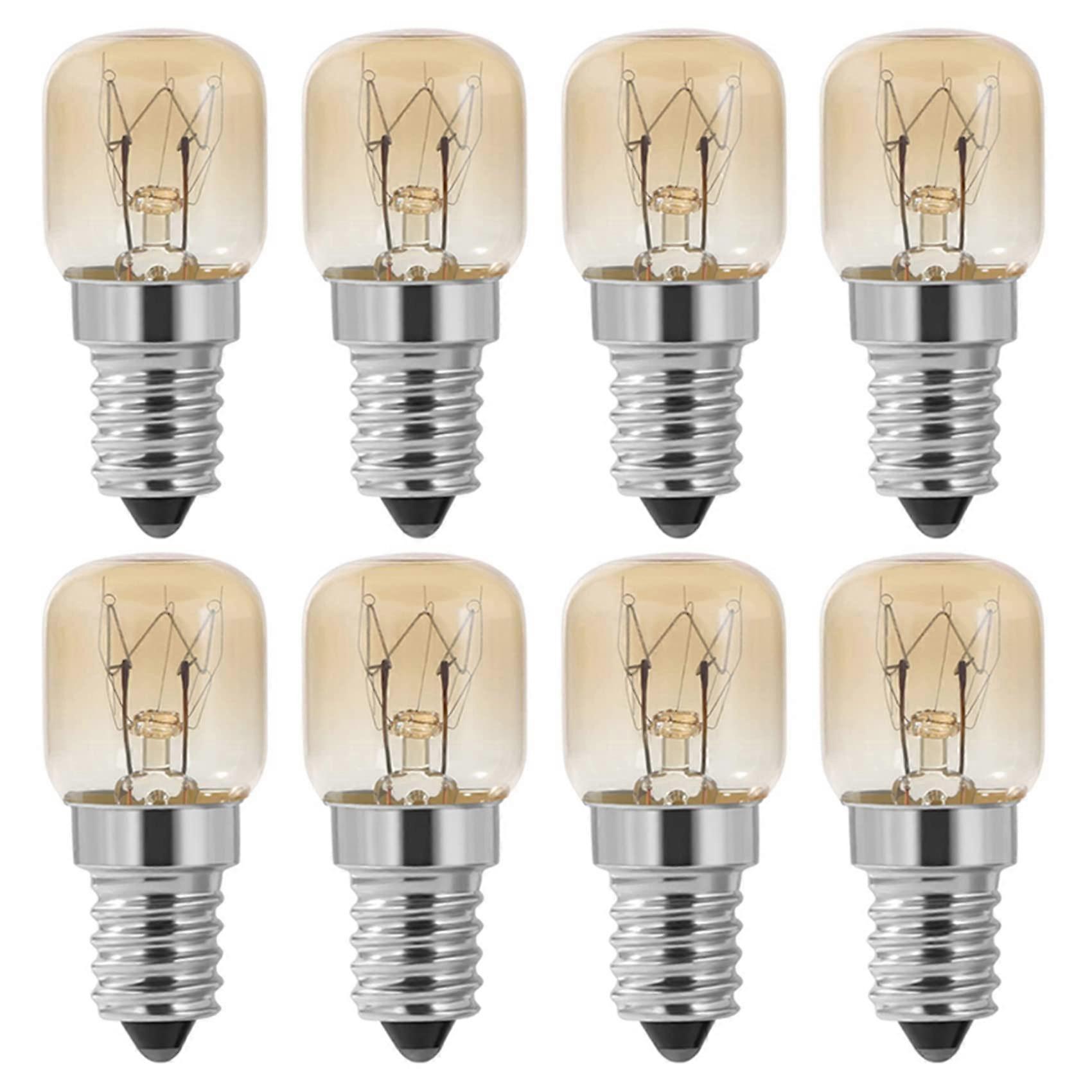 Oven Bulb E14 15W 300 Celsius Clear Pygmy Lamp, 8Pcs Compatible Oven Light for High-Temperature Use