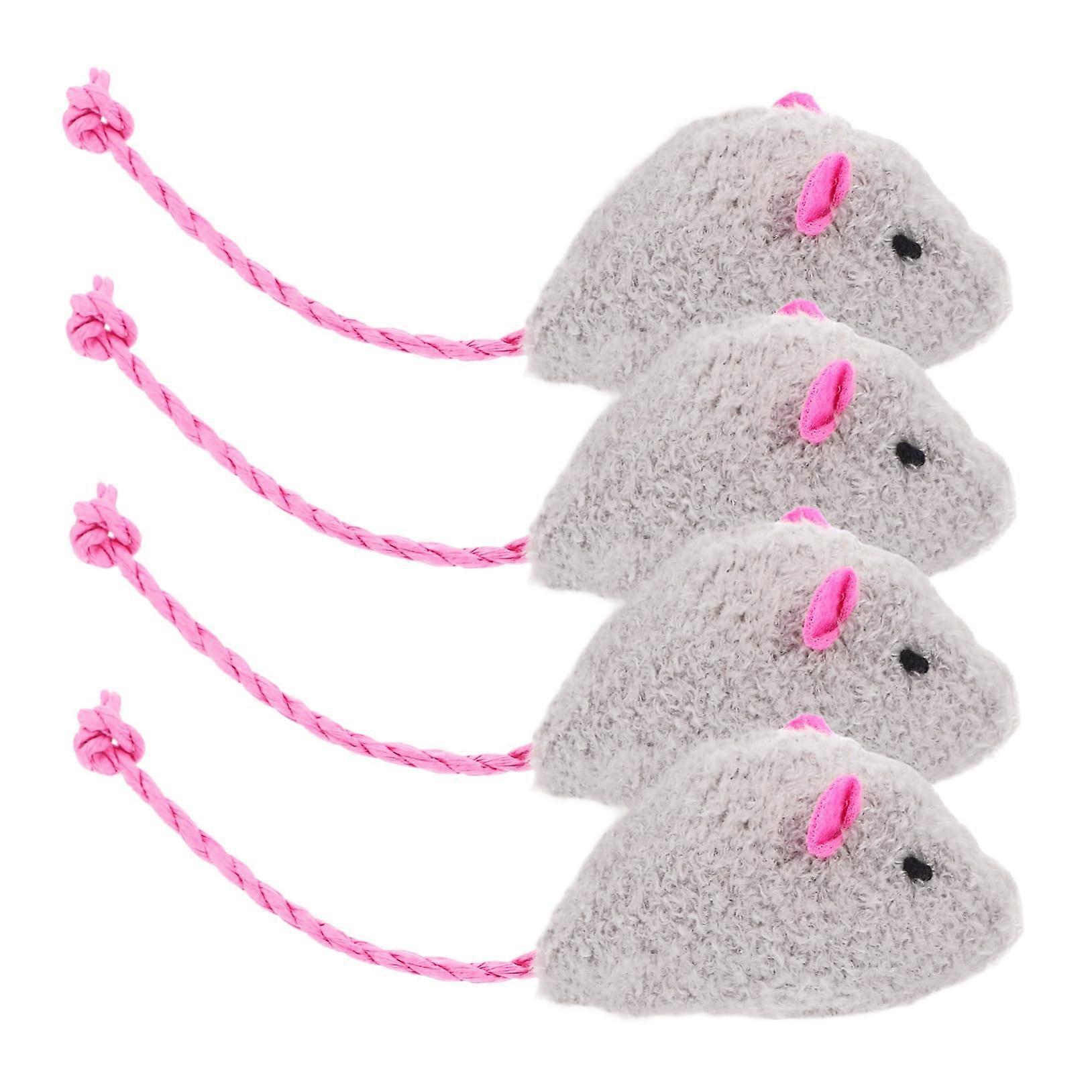 4pcs Realistic Plush Mice for Cats and Kittens, Durable Soft Chew Toys for Indoor Hunting Instinct and Stress Relief