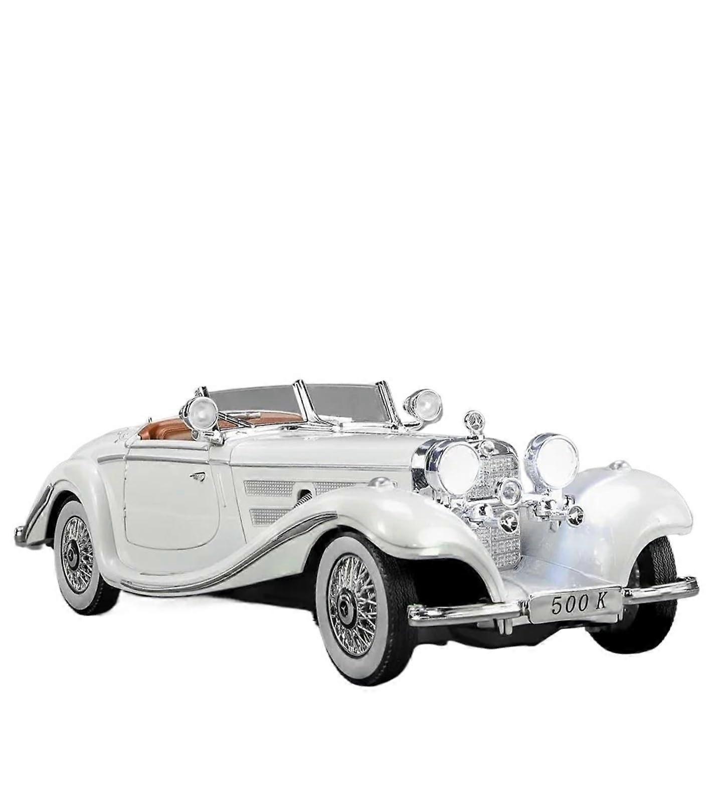 Benz 500K Retro Classic Alloy Car Model 1:24 Scale (White)