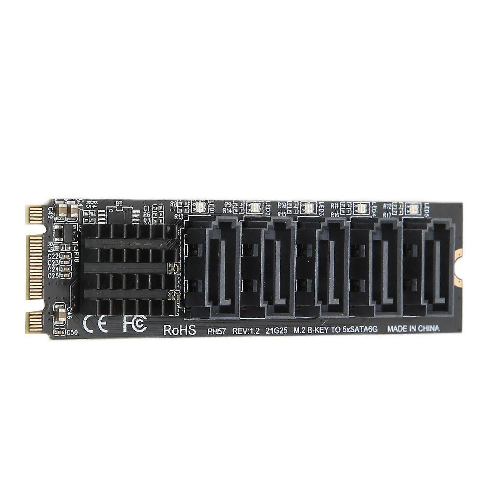 Convert Adapter Card M.2 NGFF BKEY SATA to 5 Port 6Gbps Stable Operation Expansion Card