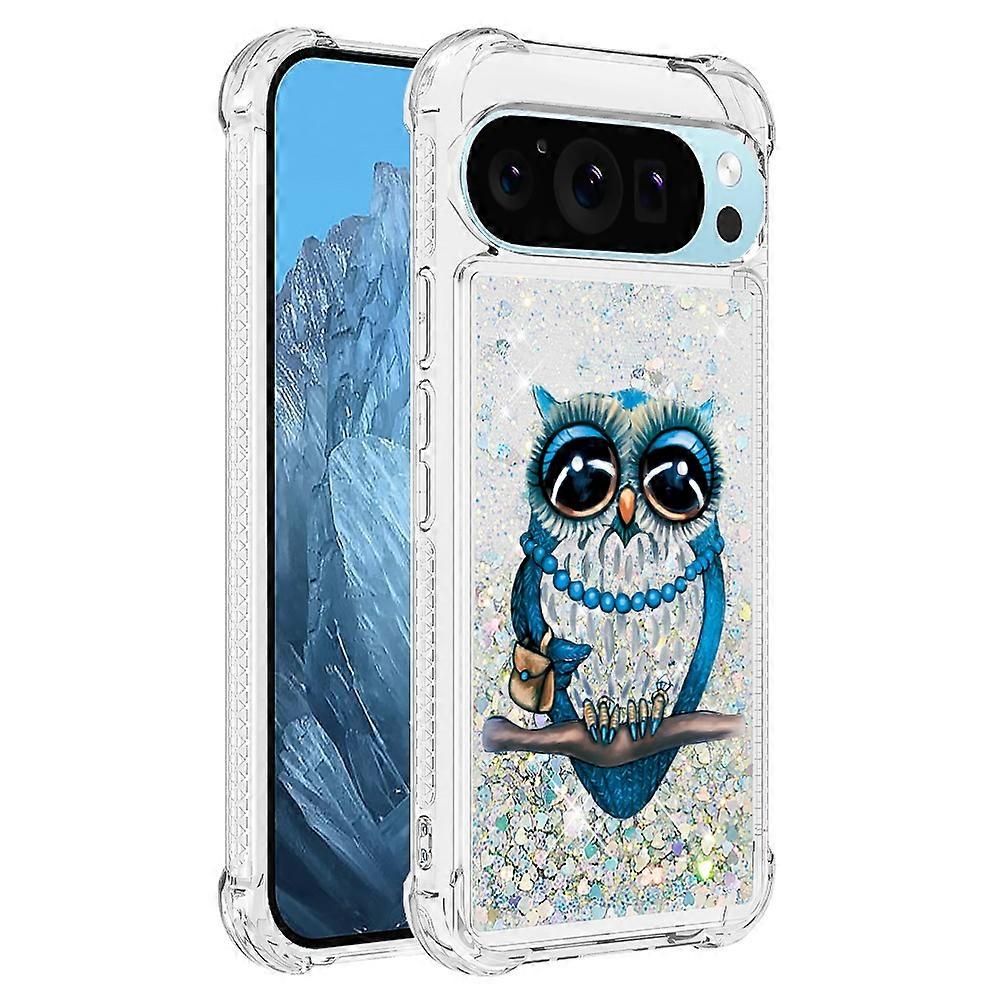 For Google Pixel 9 Pro XL TPU Case with Quicksand and Pattern Printed - Owl