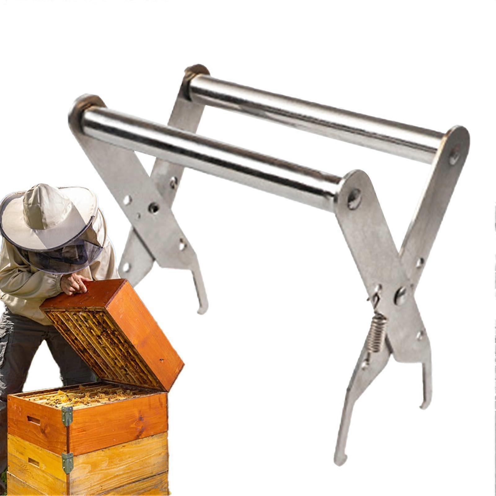 Hive Tool Beekeeping Frame Gripper Clip, 5.1x5.1 Inches Stainless Steel Honey Extractor Accessory for Handling and Farming