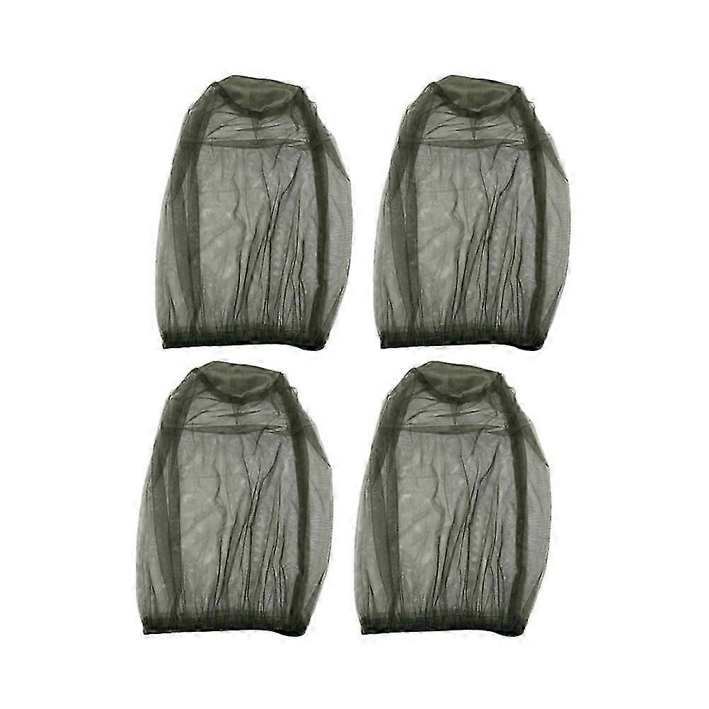 4pcs Mosquito Head Net Face Mesh Head Protecting Sunshade Net for Outdoor Hiking Camping Climbing Walking Mosquito Fly Insects Bugs Preventing (Army G