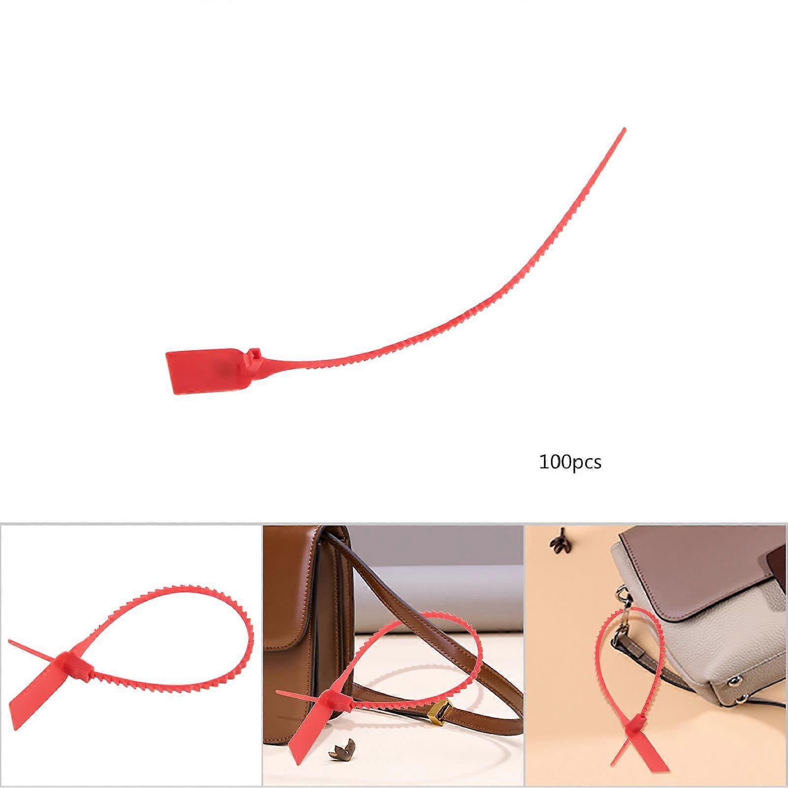 100Pcs Red Self-Locking Plastic Zip Ties 33cm Disposable Tags
