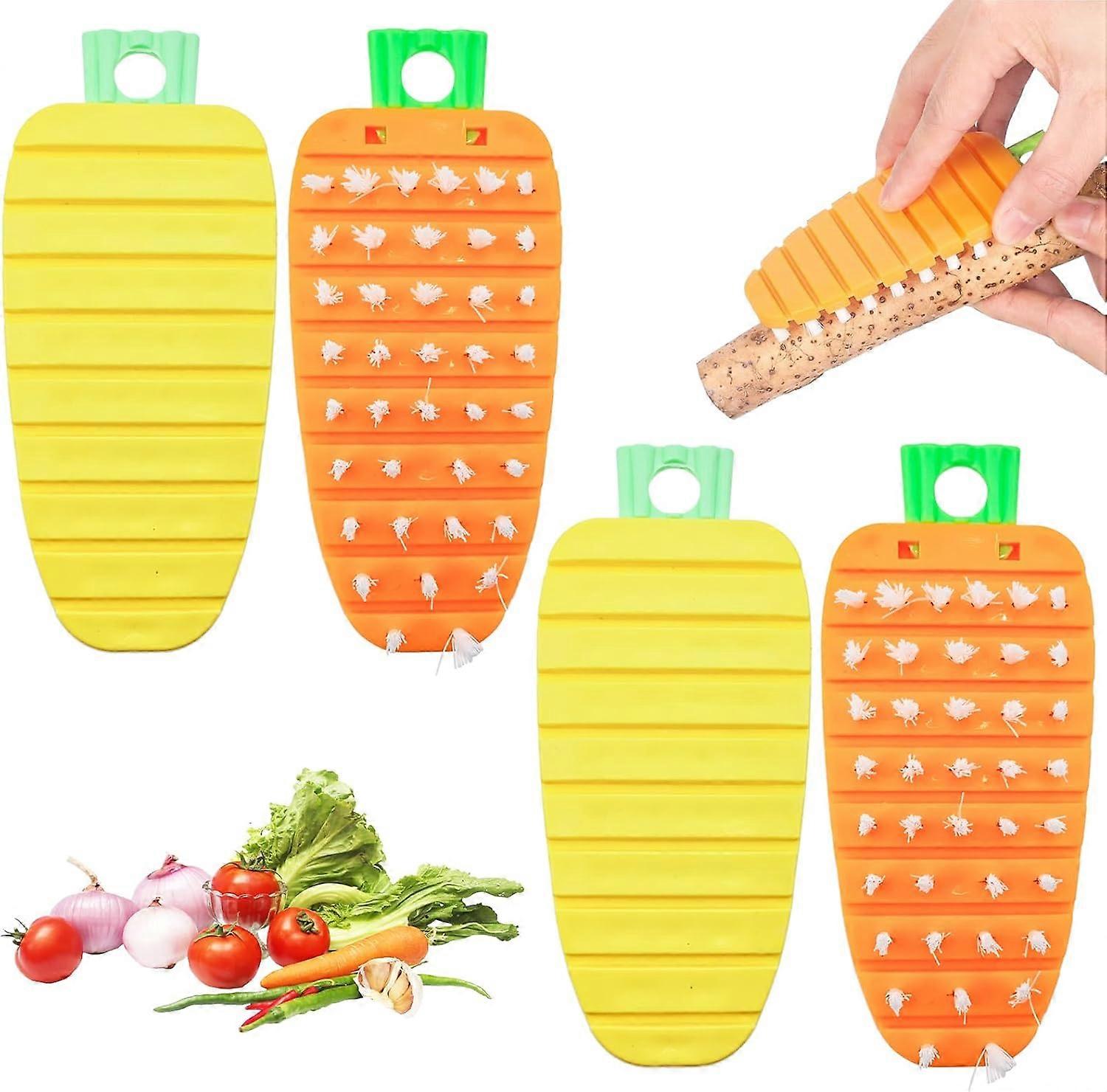4 Pack Vegetable Brush, Fruit Brush Set, Multiple Segments are Bendabl