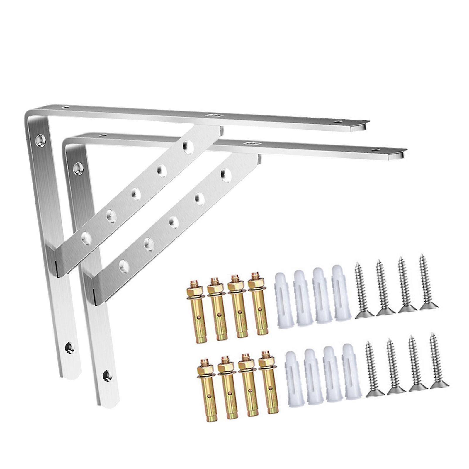 2Pcs Stainless Steel Support Joint Triangular Brackets Rustproof Shelf Support Brackets Hardware Furniture Supports  14 inches