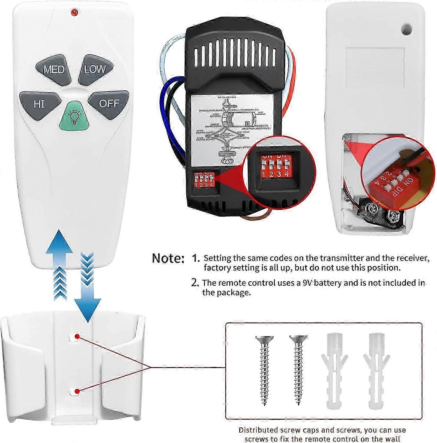 2025 Newest Universal Ceiling Fan Remote Control Kit with Dimmer 3 Speed FAN28R