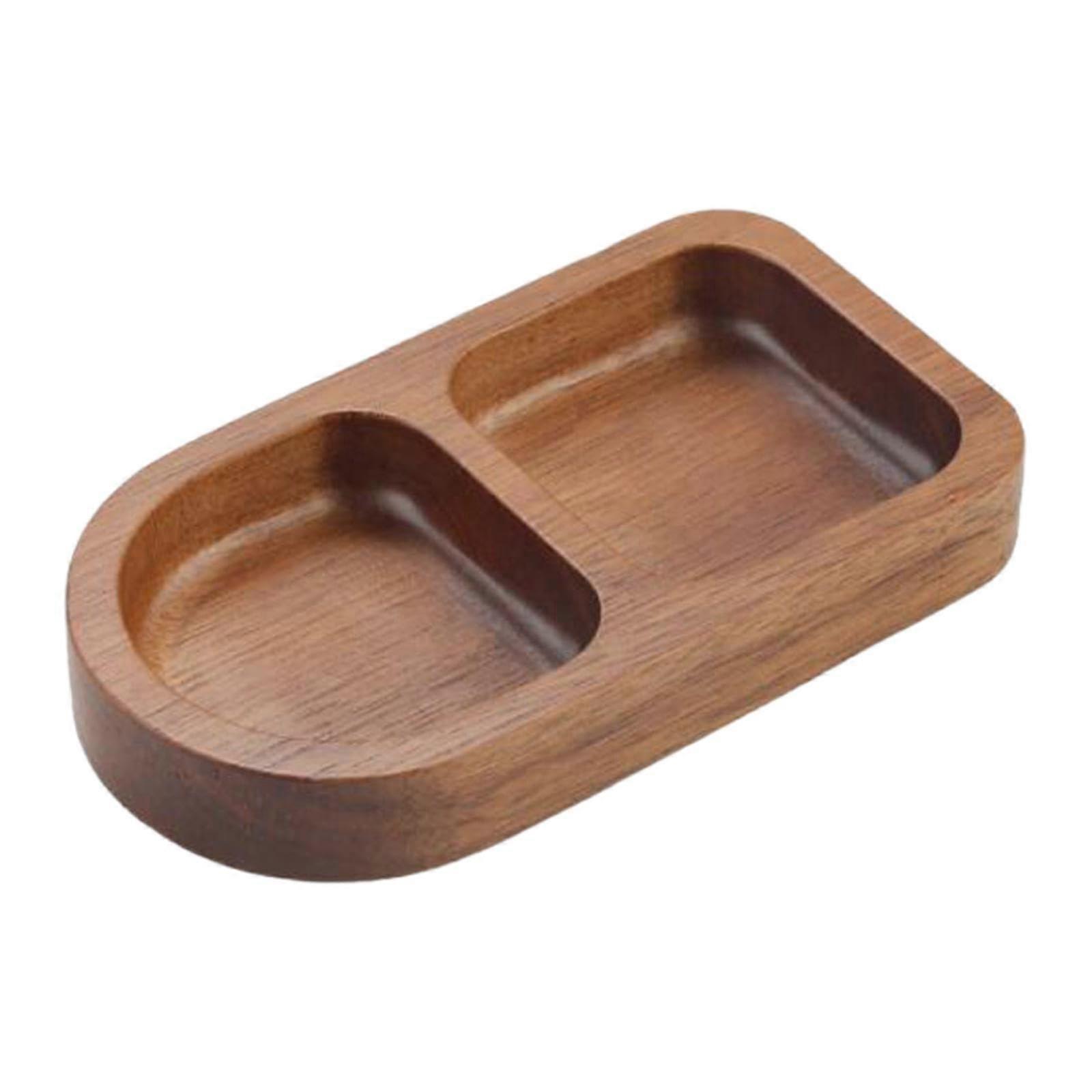 Wooden Condiment Tray With 2 Compartments, Lightweight Sauce Dish, SpaceSaving Serving Plate For Bar Or Restaurant