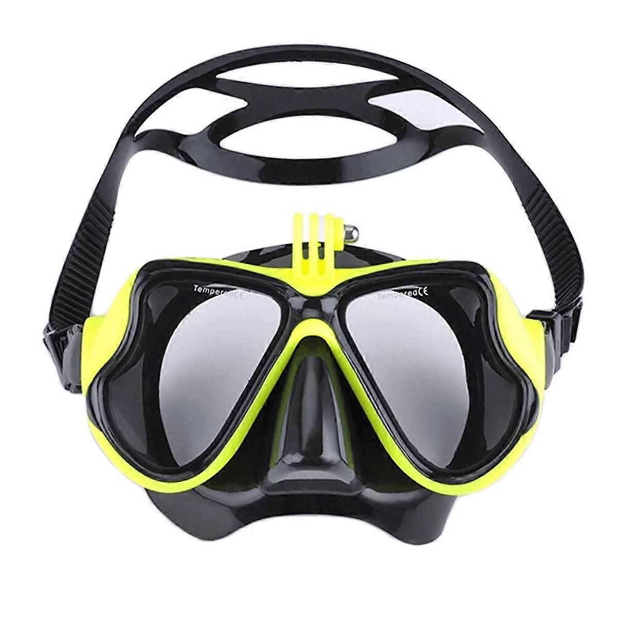 Professional Underwater Mask Camera Diving Mask Swimming Goggles Snorkel Scuba Diving Camera Holder for Yellow