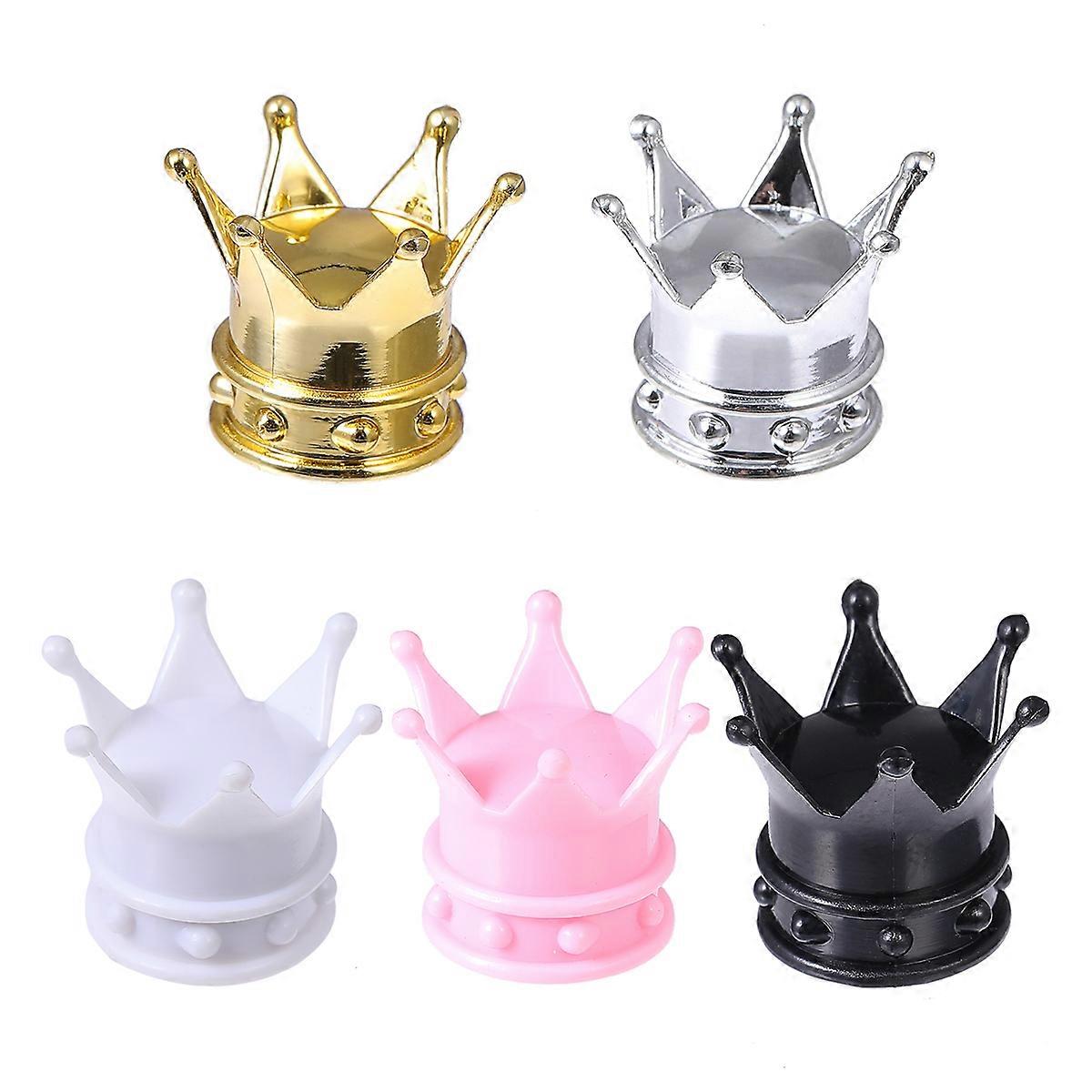 Tire Stem Cap with Plastic and Metal for Car Use Assorted Color Dust Proof 5 Pieces