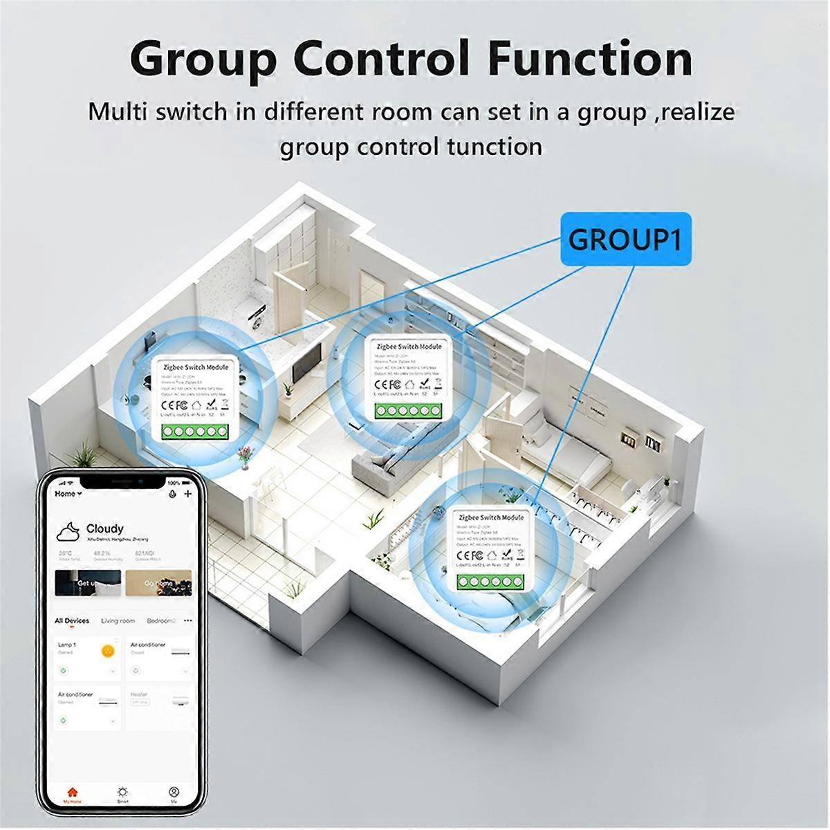 Tuya Zigbee 3 CH DIY Smart Switch 3-Way Control Light Relay Smart Life Wireless Remote Control Zigbee Switch Module