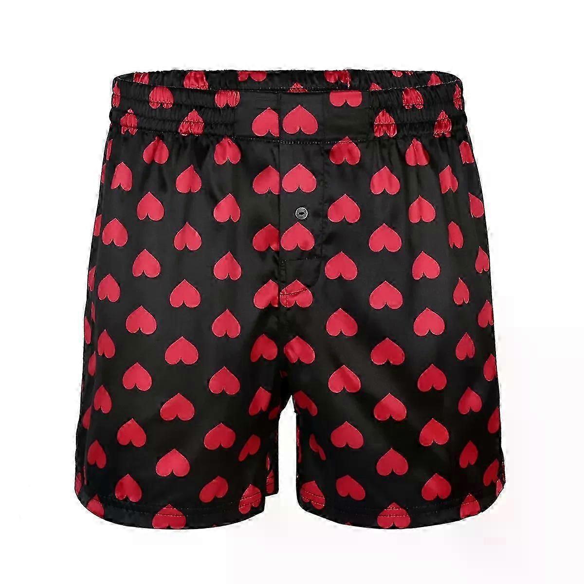 Erkekler Aşk Kalp Baskı Gevşek Yumuşak Boxer Şort Sevgililer Günü İç Çamaşırı İç Çamaşırı Plaj Altı Pijama Ev Giyimi Spor Giyim