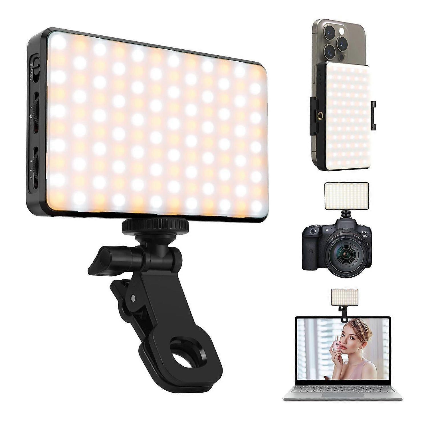 iPhone Selfie Light with 120 LEDs, 3000mAh Rechargeable Portable Selfie Light, LED Phone Light, Perfect for Video Conference Makeup and TikTok [Black]