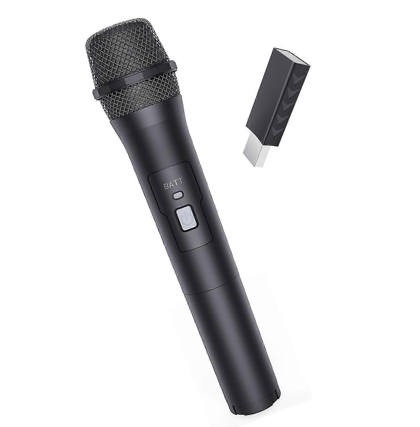 Wireless Microphone, Black ABS Plastic Universal VHF Wireless Microphone, Professional Handheld USB Receiver Microphone for Singing, Speech(Black)