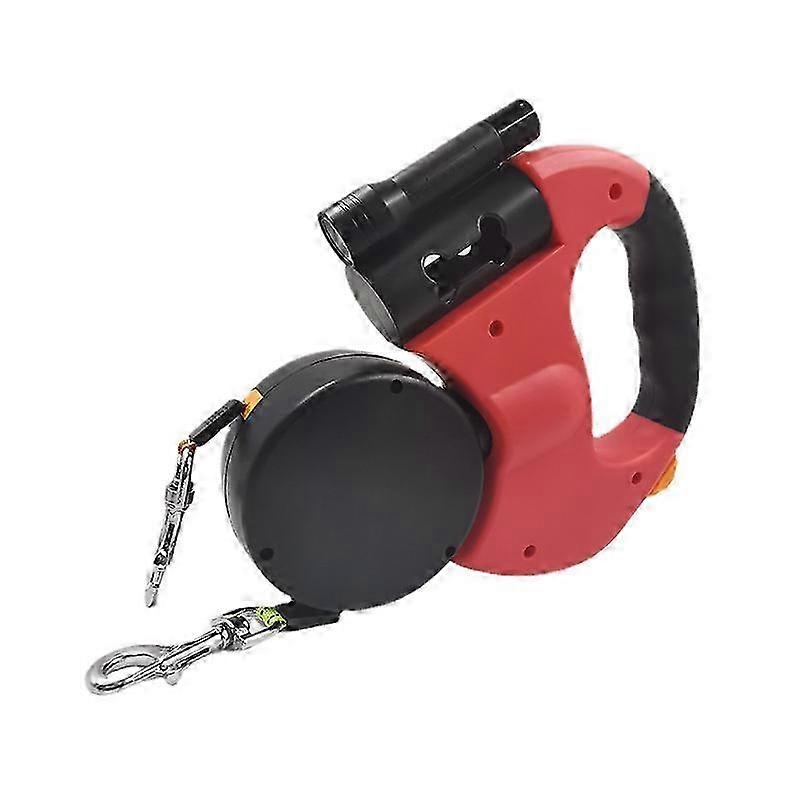 Automatic Retractable Double Dog Leash Rope with Zero Tangle for Two Pet Walks, LED Light for Night Walks