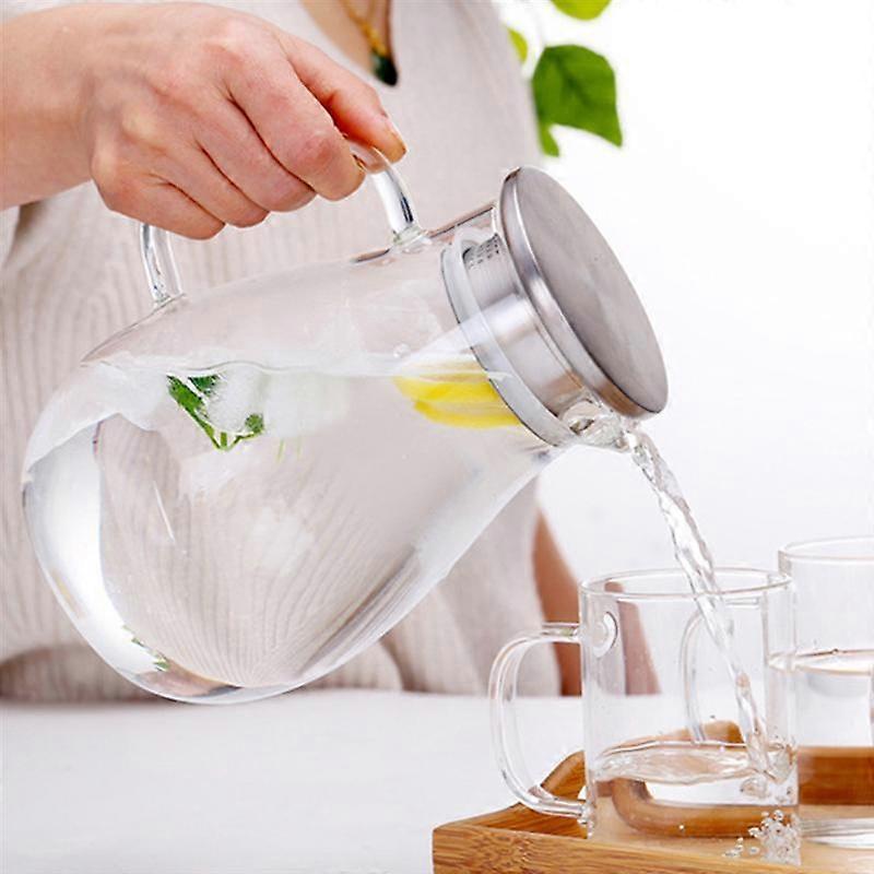 1pc 1.5L Grande théière transparente en verre borosilicate résistant à la chaleur Grande capacité Thé clair Café
