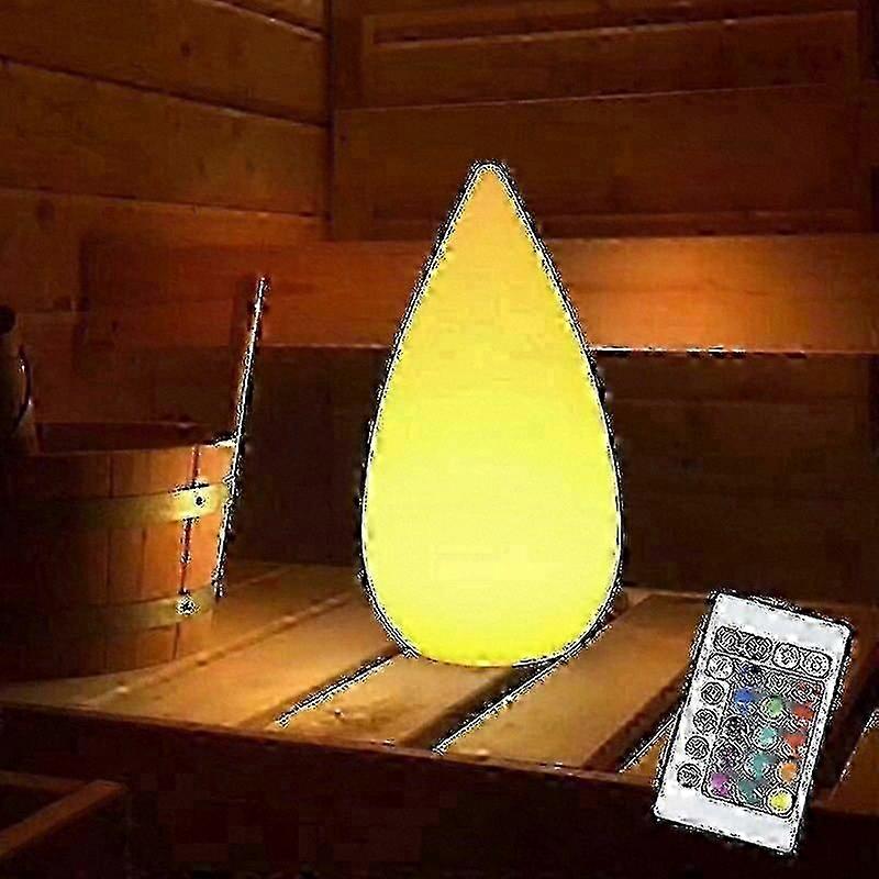 LED Teardrop Lamp with RGB Colors, Rechargeable Wireless Design, Dimmable Outdoor Sauna Light, IP54 Waterproof Rating, Remote Control for Bedside or P