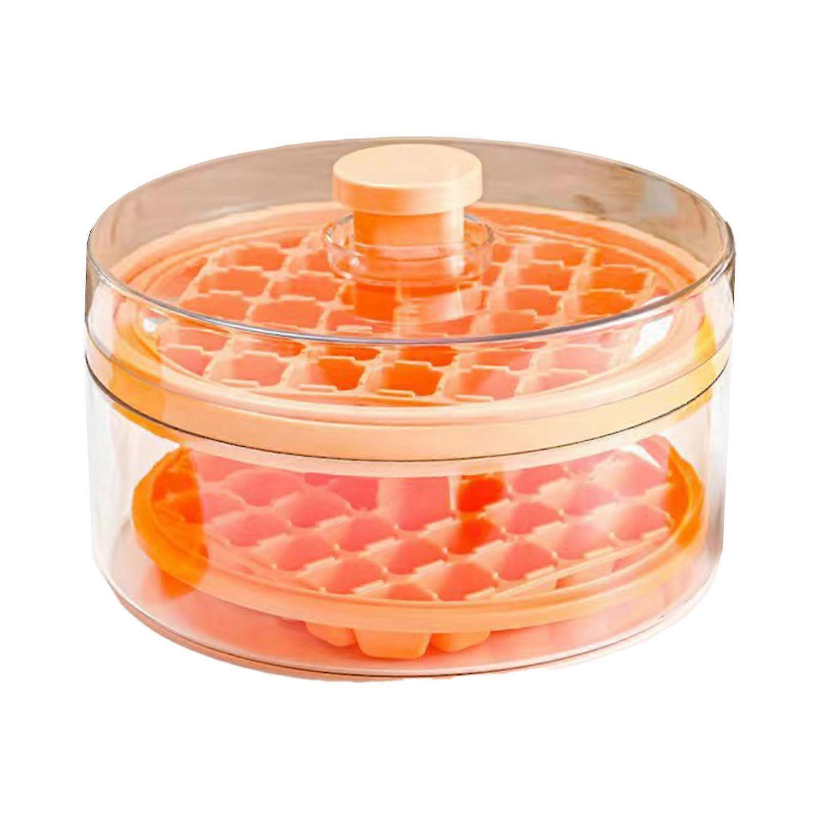 Yellow Double Layer Round Ice Box Large Capacity Odourless Ice Cube Trays for Chilling Drinks Coffee Juice Cocktail 2025