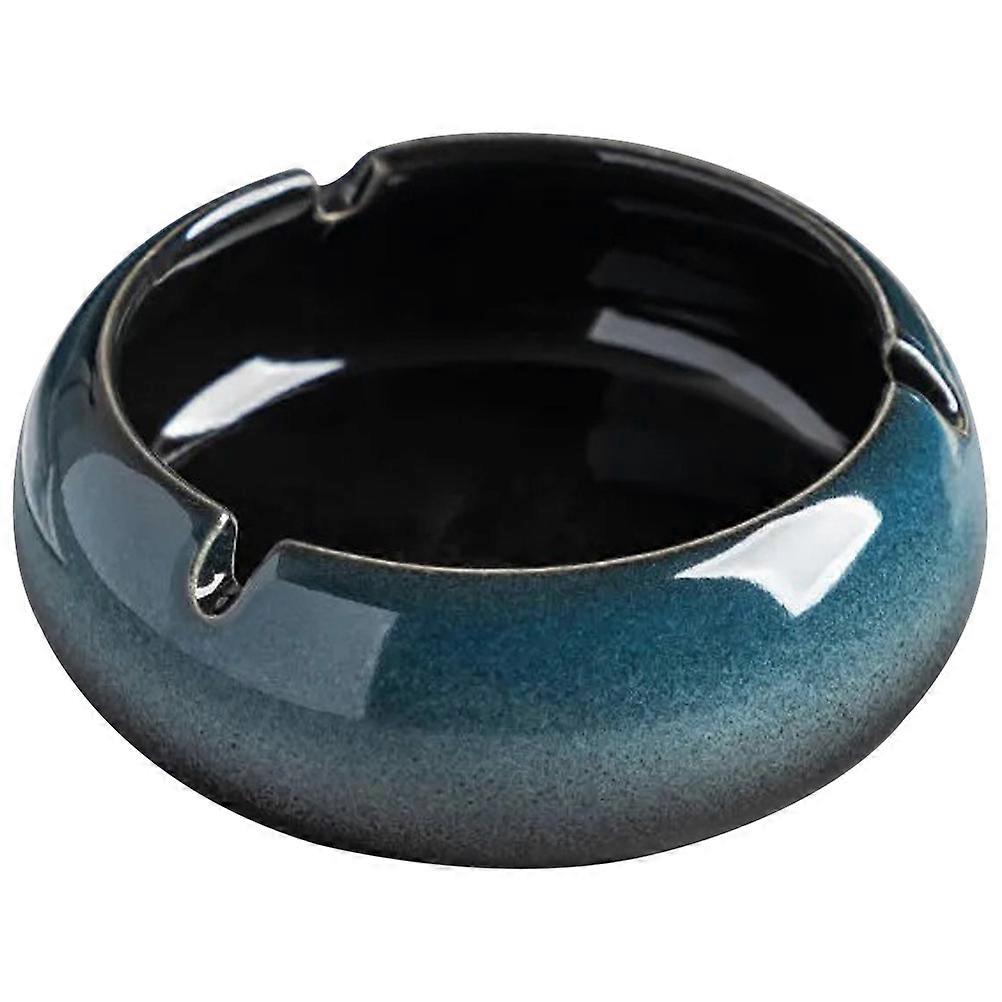 Blue Ashtray Ceramic Desktop Round Ash Tray for Storage Office Use