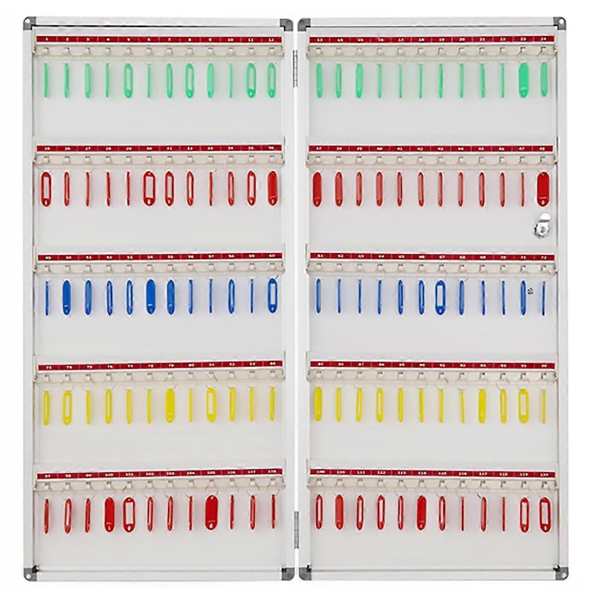 WallMounted Key nizer Lock Box Aluminum Storage Cabinet With Hooks Labels 120Key Capacity Home Office Silver