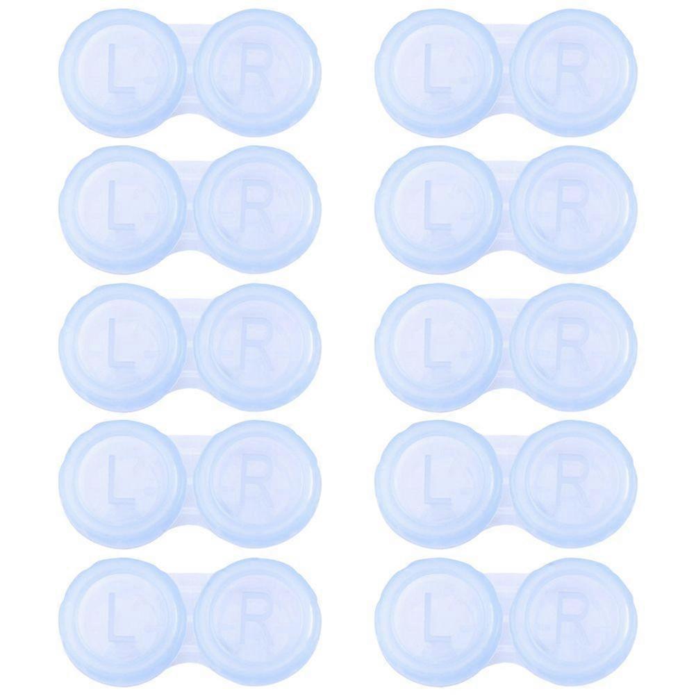 10Pcs Double Frame Lens Cases Simple Lenses Holder Lens Storage Boxes for Home Travel (Blue)