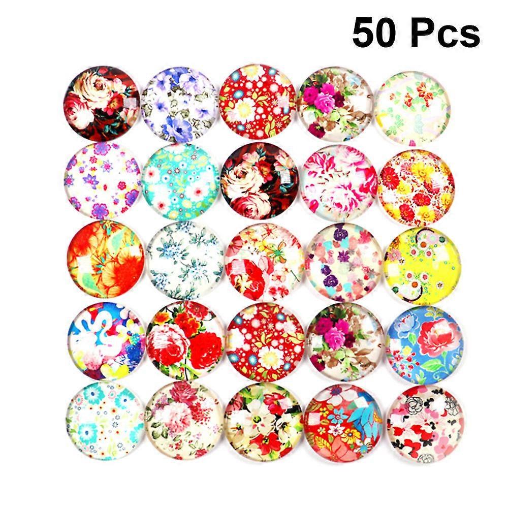 DIY Jewelry Material Round Glass Patch for Handmade Decoration 50Pcs Set