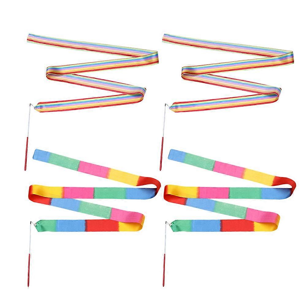 Artistic Gymnastics Ribbons for Gymnastics with 4Pcs Bright Dancing Ribbons