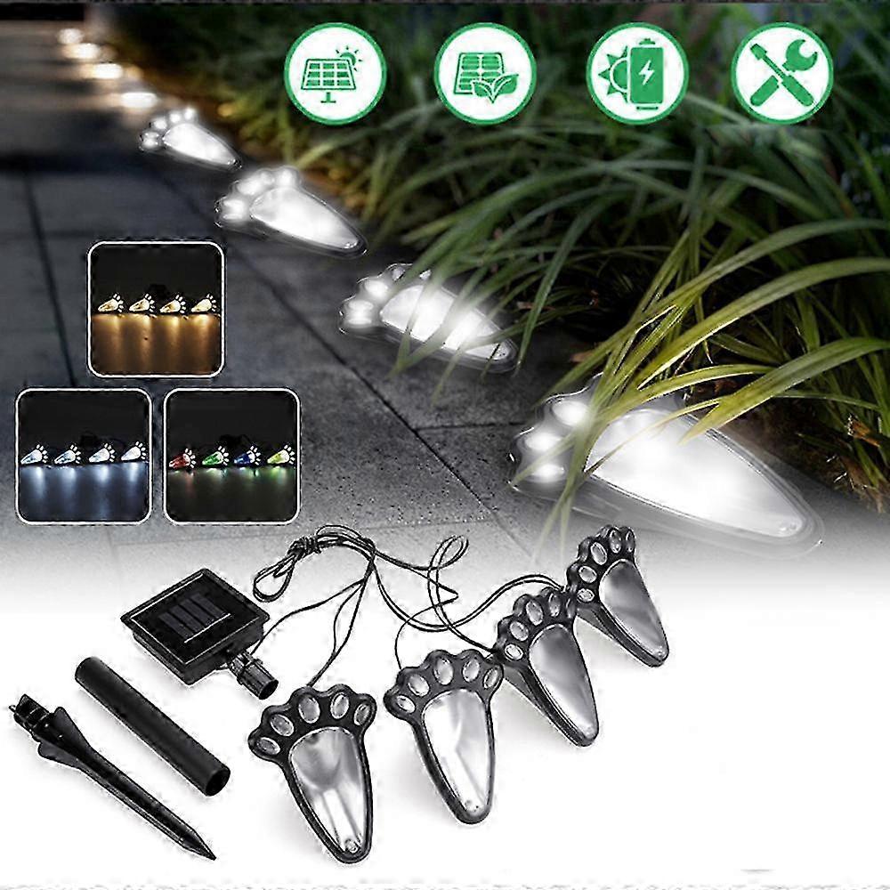 4 In1 Solar Powered Led Dog Paw Print Lights Garden Outdoor Lawn Yard Path Lamp Edition 0923