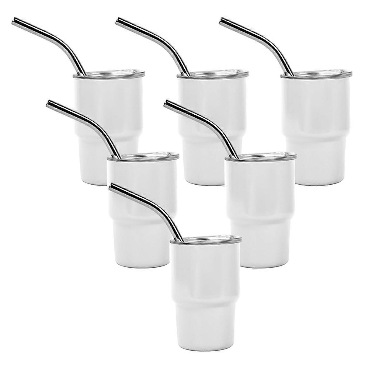 6PC Mini 3oz Tumbler Shot Glass with Straw and Lids,for Drinks,Coffee