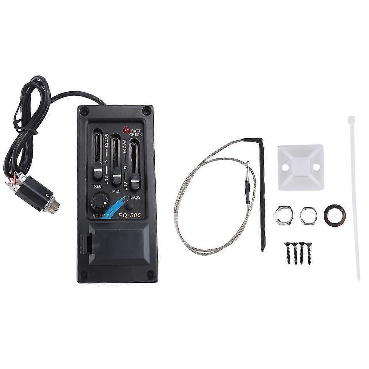 EQ-505 Gitarr Sadel Pickup 3 Bands EQ Equalizer Vänster Hand Akustisk Gitarr Förförstärkarsystem Equalizer P