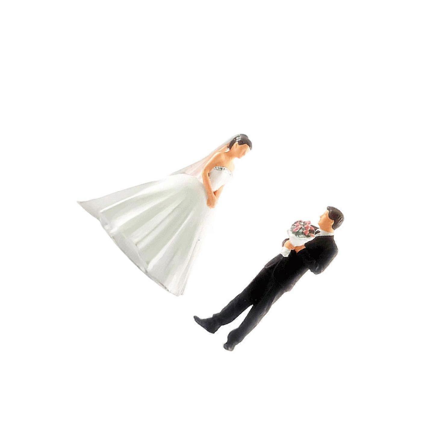 1Pair 1:64 Model Characters Tiny Resin Wedding Doll Sand Table Diorama White Black