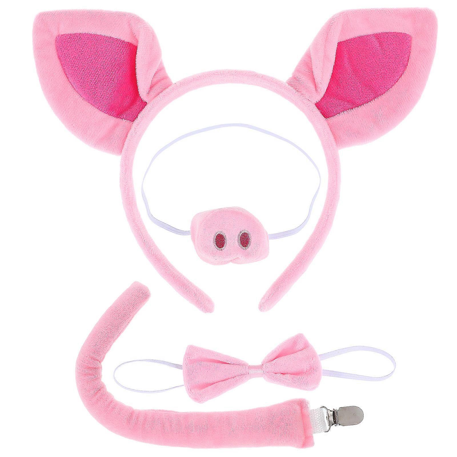 Pig Costume Set Pink Fabric Headband for Cosplay 4Sets