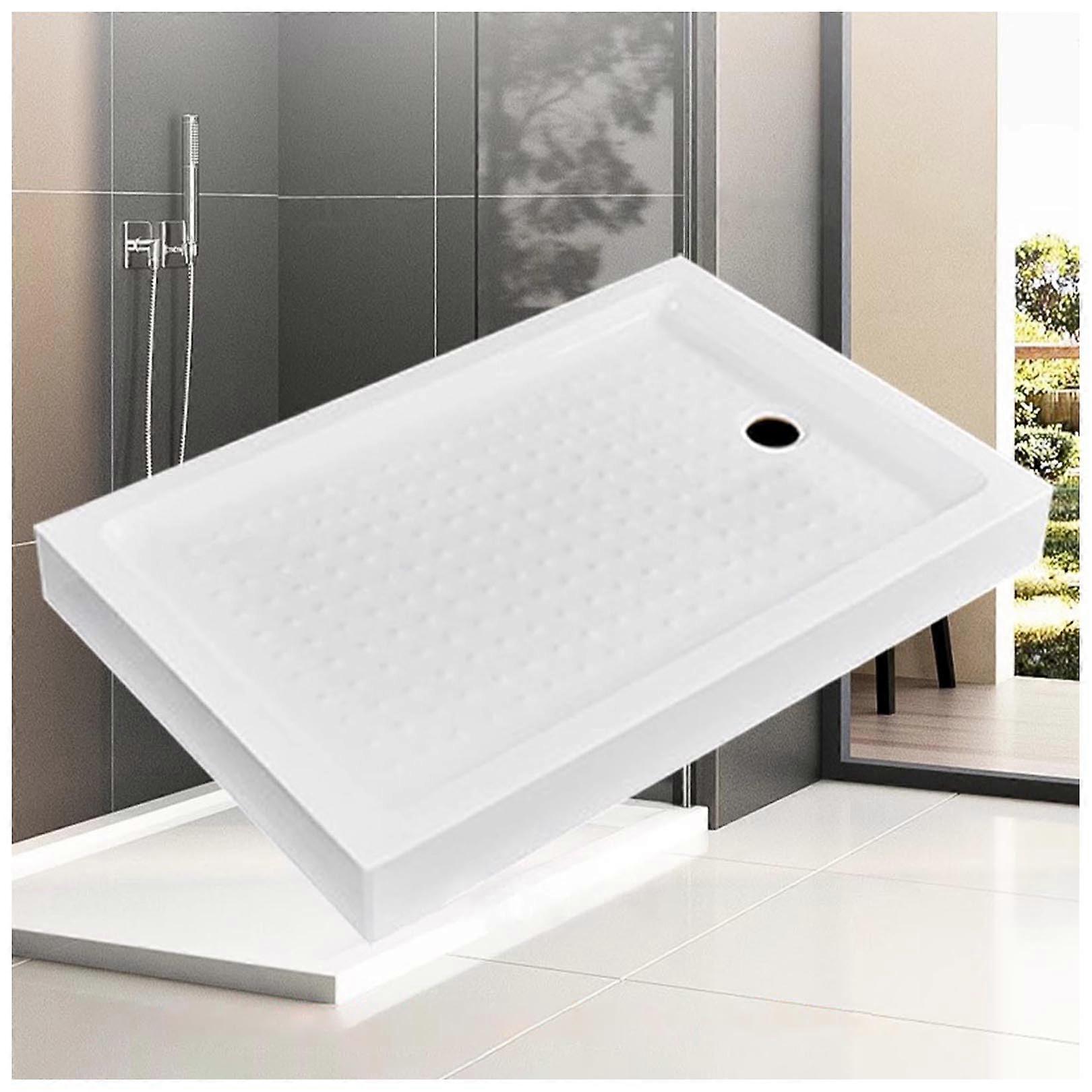 Rectangle Shower Base Tray Acrylic Shower Pan Kit With Drain Removable Cover AntiSlip W 70 X L 100cm White