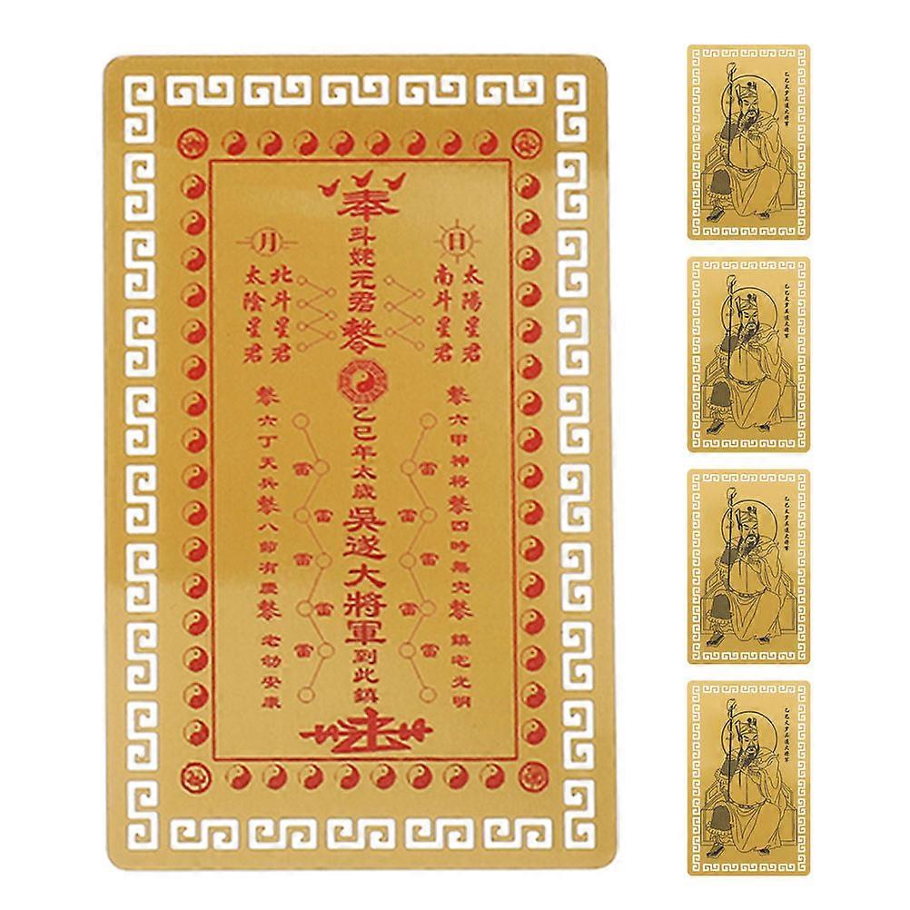 Taisui Card Decor for Blessing 5Pcs Chinese Feng Shui Amulet Cards Yellow