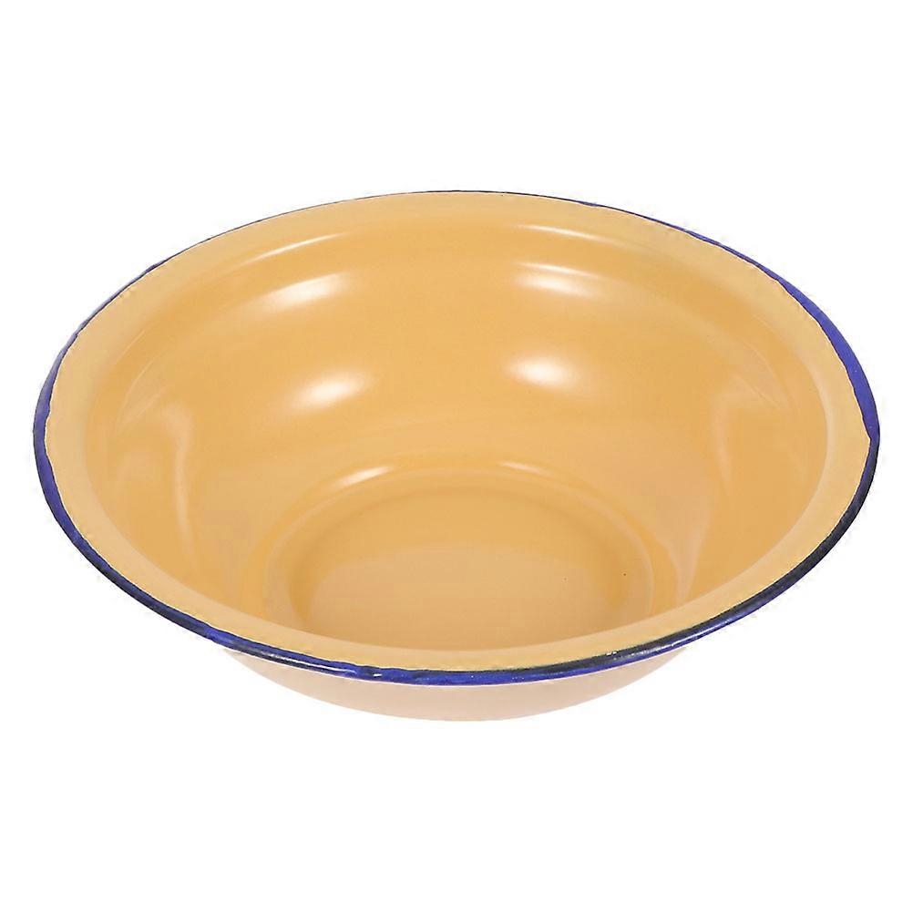Enamel Basin 4Pcs Yellow Washing Bowl For Kitchen Vintage Style Soup Serving 28X28X7.5CM