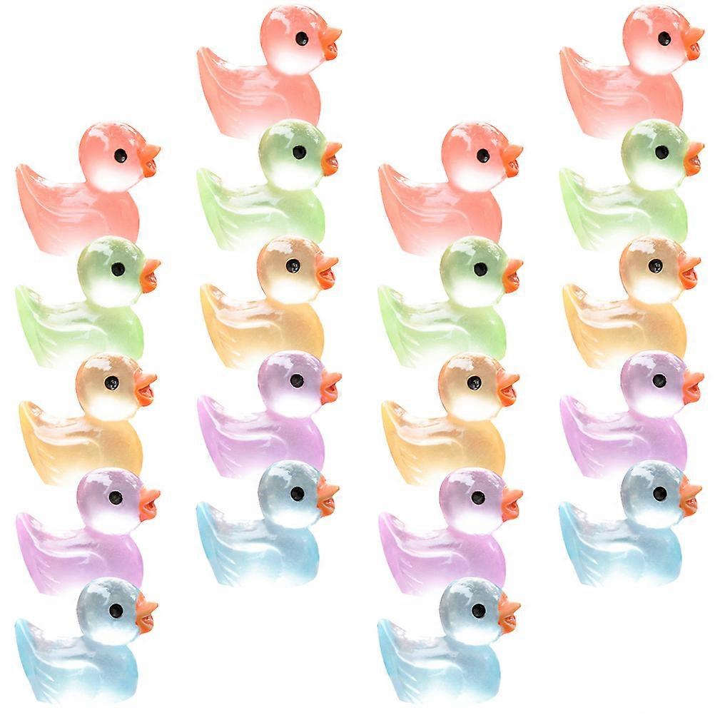 Luminous Mini Figure Resin Duck for Decoration 100Pcs Assorted Color