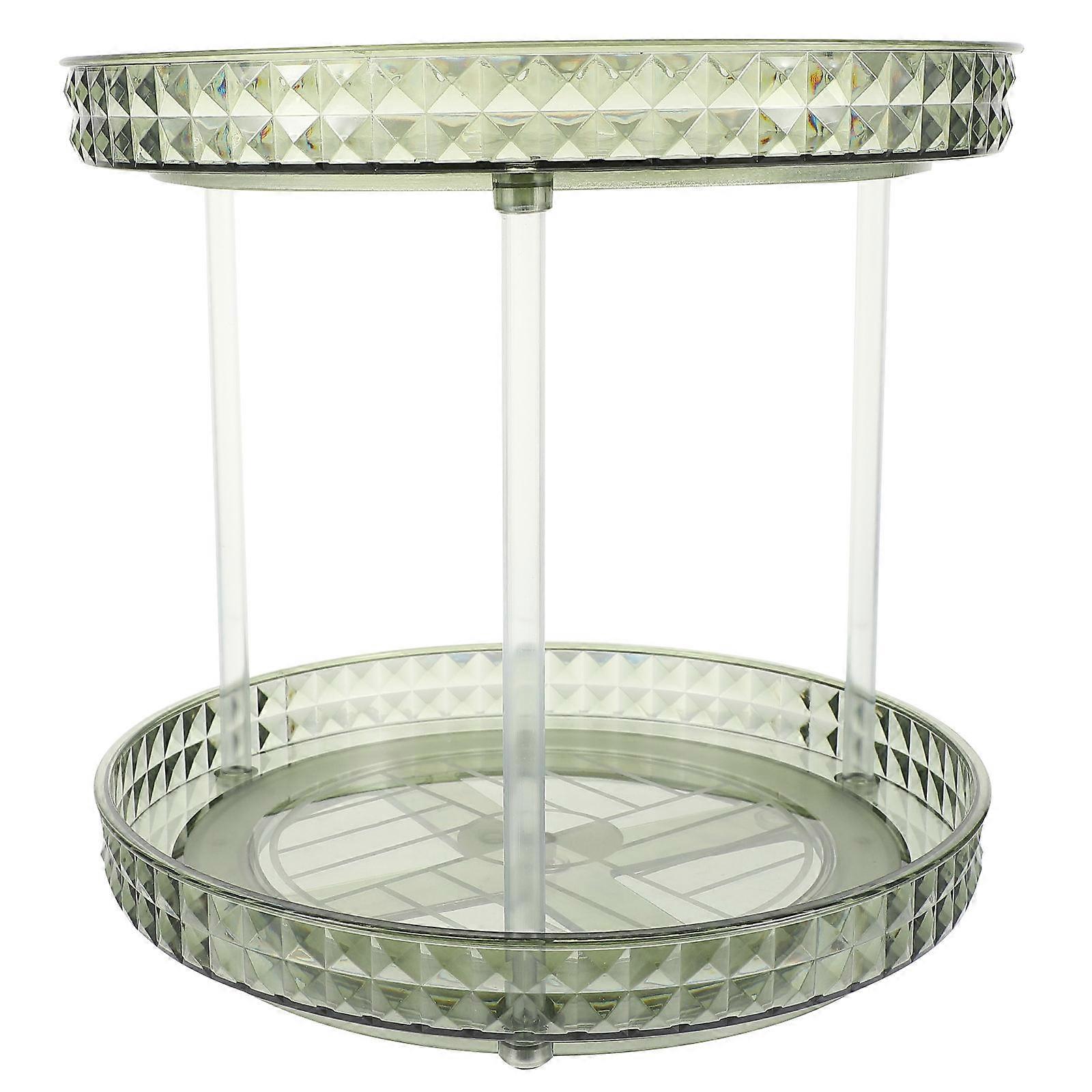 Skincare Makeup Storage Rack 2Pcs Rotation Organization Solution For Desktop Use Featuring Square Shape And Elegant Green Color