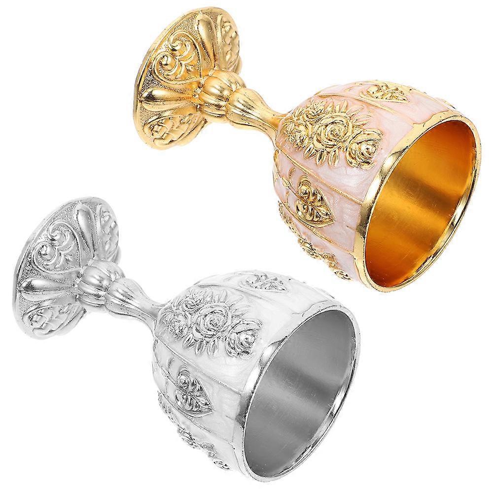 Small Metal Cups For Wedding Easy to Clean Retro Style Assorted Color 2Pcs