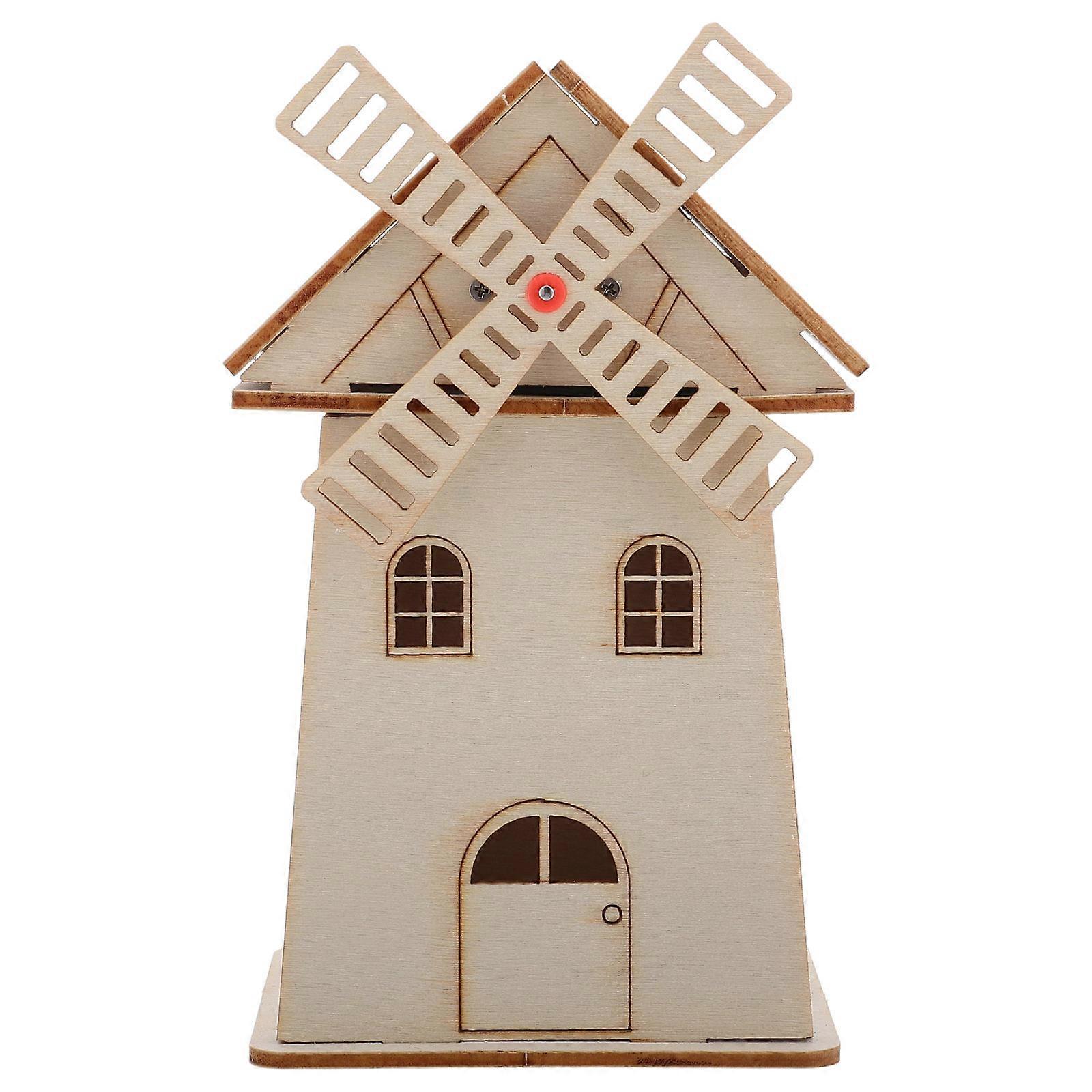 Solar Powered Windmill Wooden Model for Experiment 5Pcs Toy Set