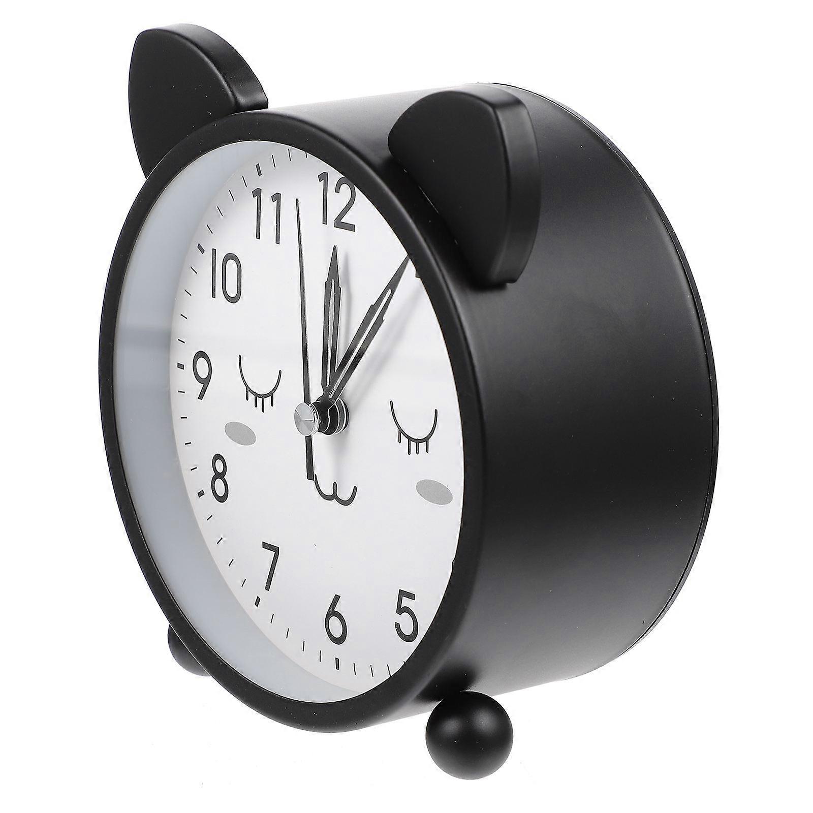 2Pcs Lovely Ear Alarm Clock with Silent Mute Function for Household Desk Use