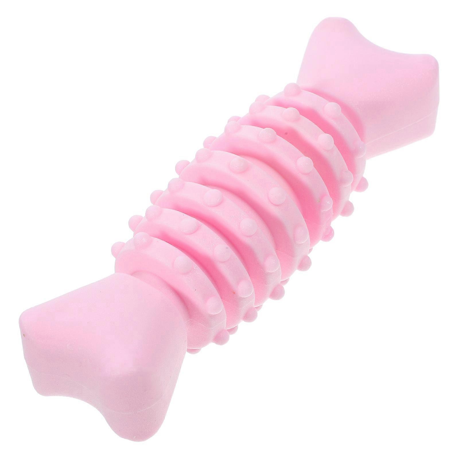 Dog Toy Interactive Bone Shape for Play and Chewing 4Pcs Pink Tpr