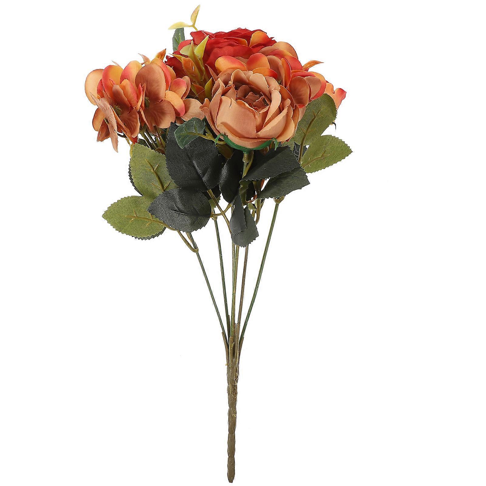 Silk Flower Artificial Flowers Orange Simulation Flower for Decoration 2Pcs