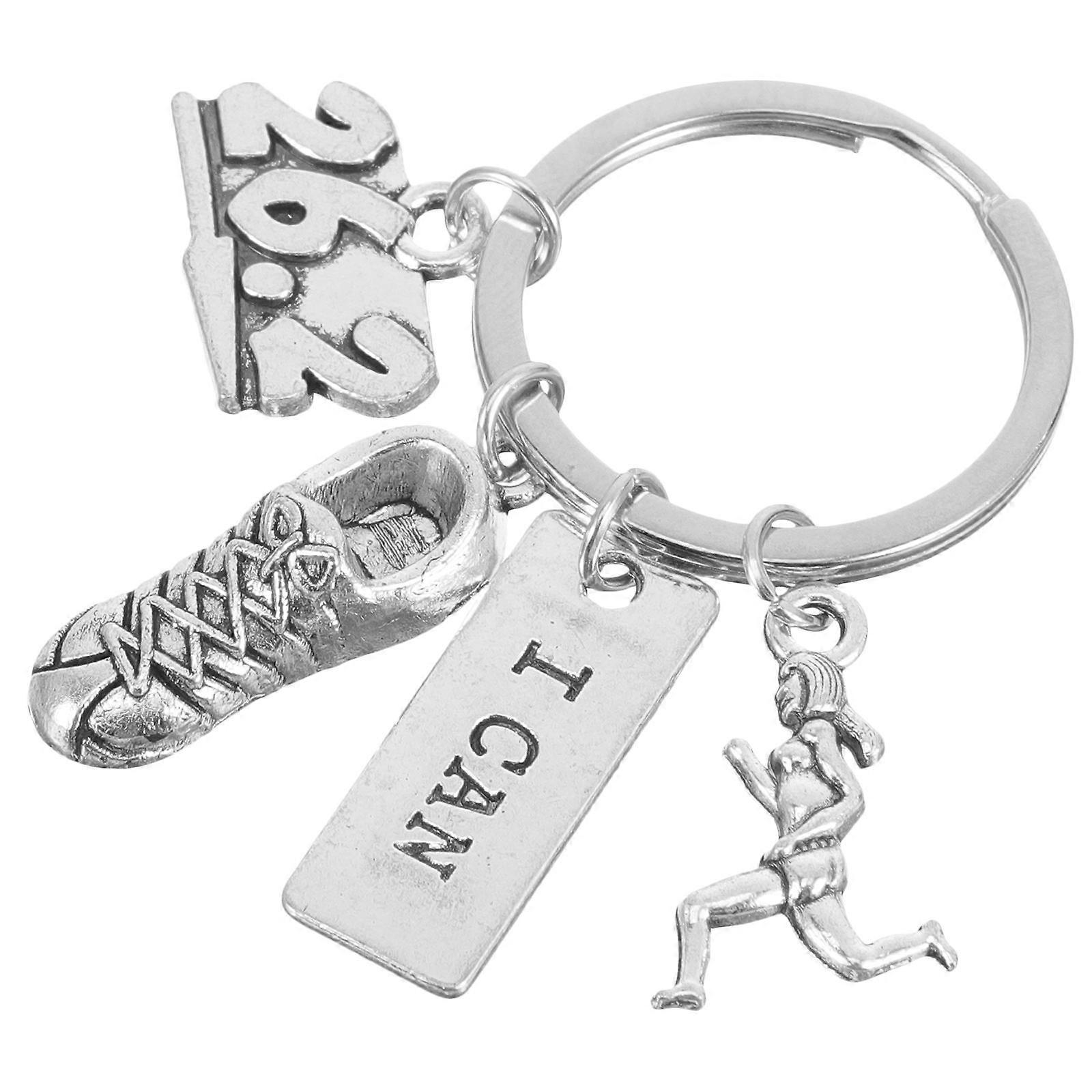 Creative Key Rings Marathon Lovers Design for Hanging Keys 2Pcs Silver