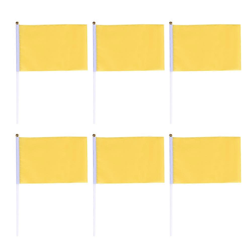 Square Waving Flag Handheld Flag for Party Use 100Pcs Yellow