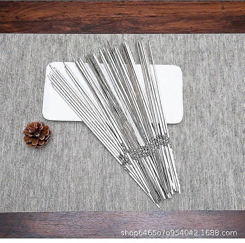 20pcs Skewers Flat 13inch Metal Stainless Steel Bbq Barbecue Skewer Anti-roll Heavy Duty Sticks Wide Reusable Grilling